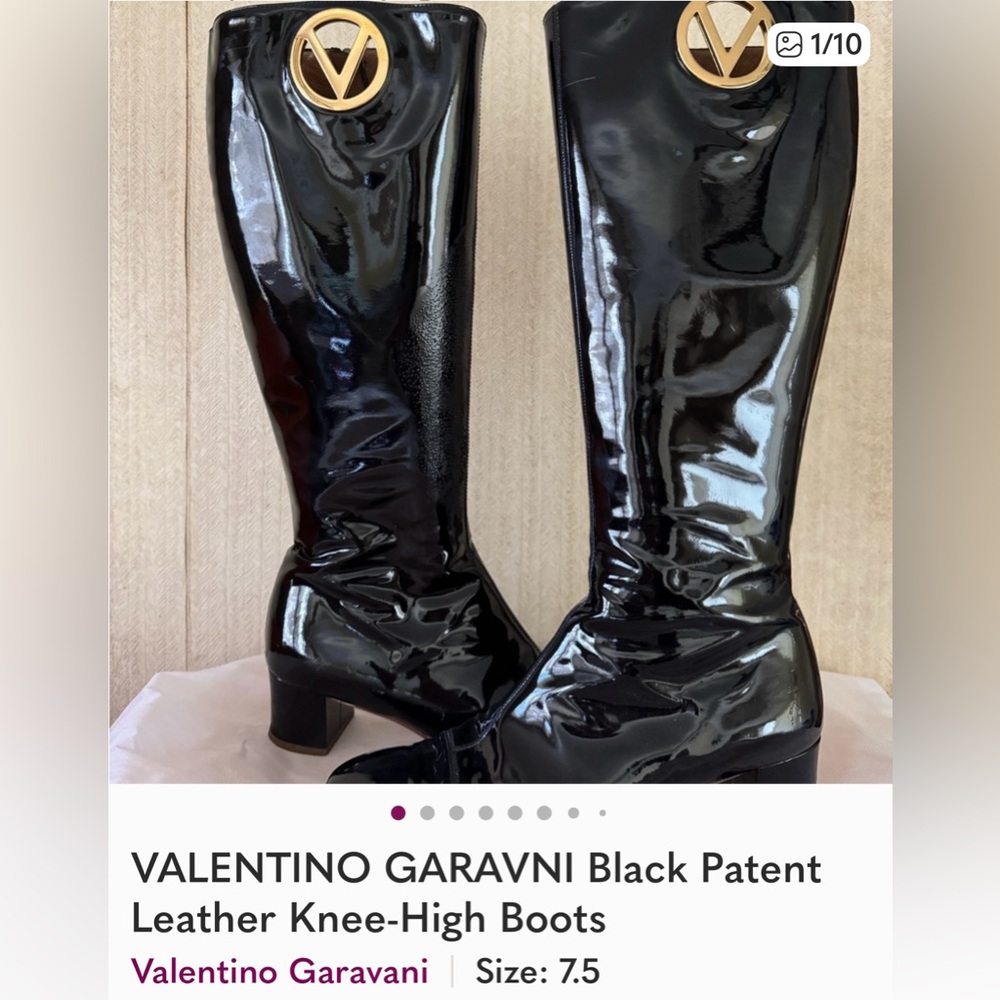 Valentino Garavani Shiny Black Over the Knee Boots